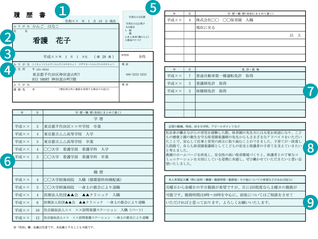 履歴書サンプル